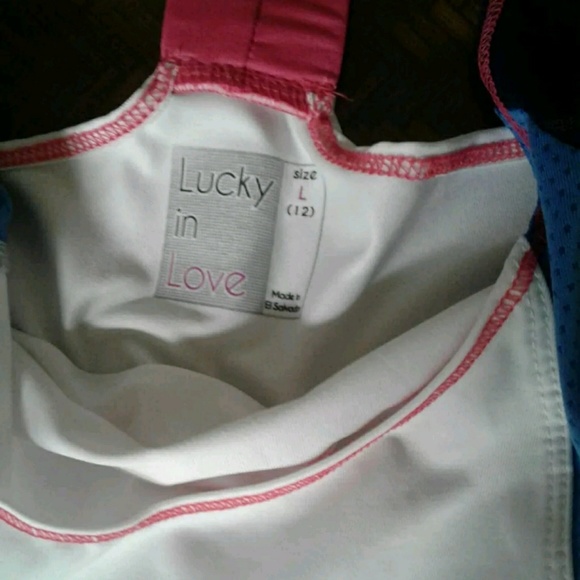 ❌SOLD❌Lucky ln Love Tennis Racerback Tank Top Size L -12 - Picture 6 of 8
